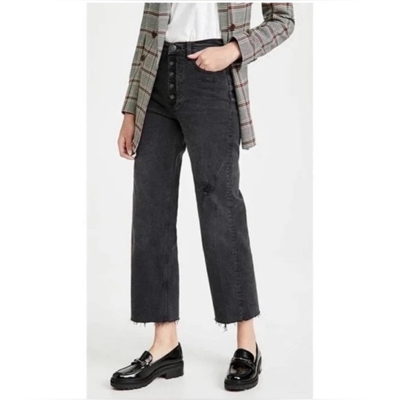 Boyish Mikey High Rise Button Fly Raw Hem Jeans Moonfleet